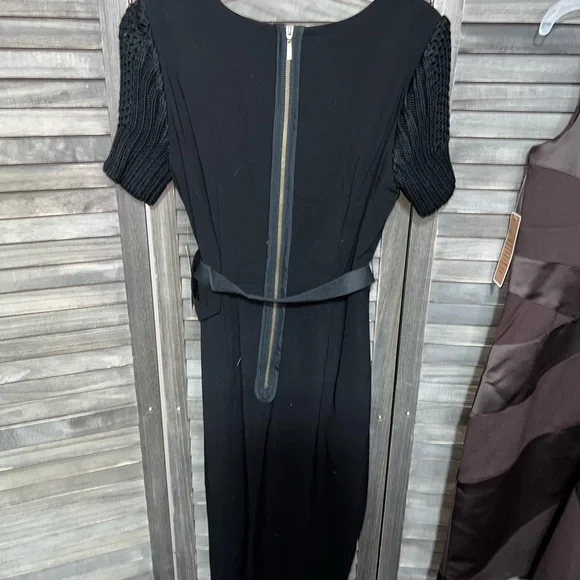NWT NUE by Shani Black Wrap Dress – Belted Sheath Work Cocktail Size 6 - Picture 9 of 9